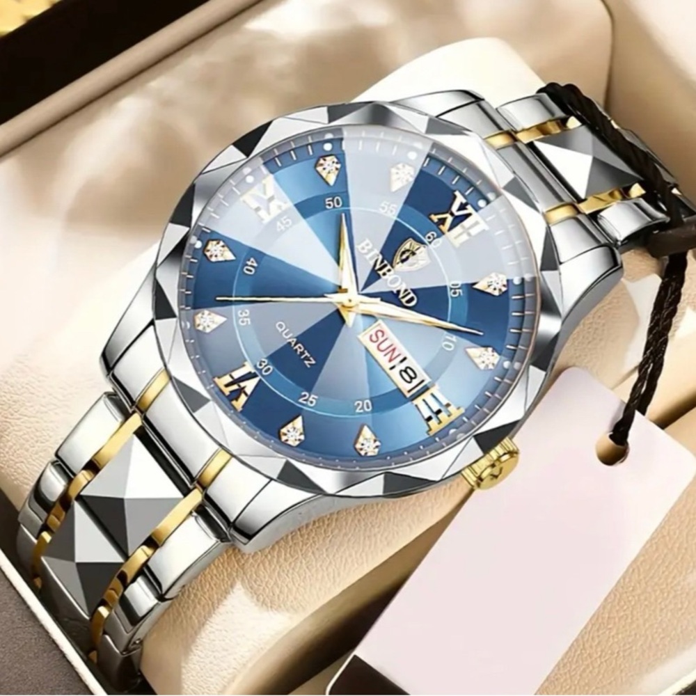 BINBOND Men's Casual Business Waterproof Calendar Luminous‎  Luxury Quartz watch